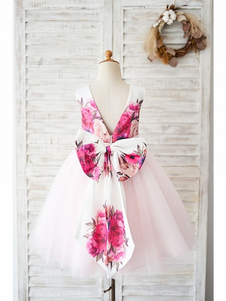 Ball Gown Knee Length Wedding / Birthday Flower Girl Dresses - Tulle Sleeveless Jewel Neck With Bow(S)_2