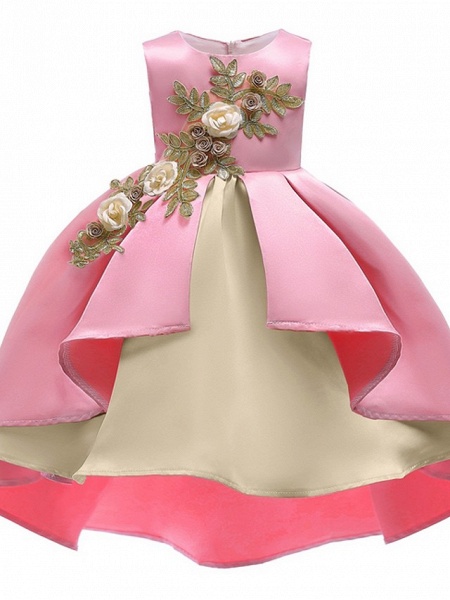 Ball Gown Ankle Length Pageant Flower Girl Dresses - Polyester Sleeveless Jewel Neck With Appliques_5