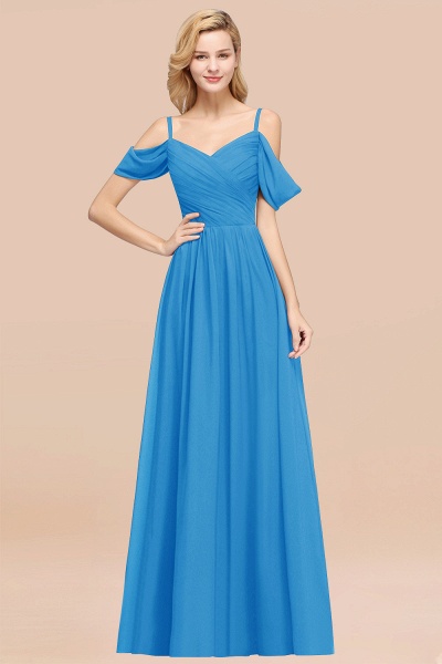 A-Line Chiffon V-Neck Spaghetti Straps Short-Sleeves Floor-Length Bridesmaid Dresses with Ruffles_25