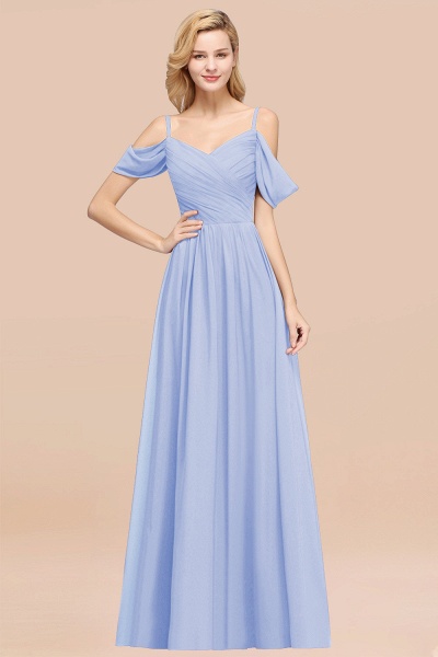 A-Line Chiffon V-Neck Spaghetti Straps Short-Sleeves Floor-Length Bridesmaid Dresses with Ruffles_22