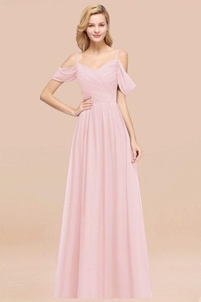 A-Line Chiffon V-Neck Spaghetti Straps Short-Sleeves Floor-Length Bridesmaid Dresses with Ruffles_3