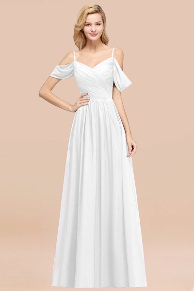 A-Line Chiffon V-Neck Spaghetti Straps Short-Sleeves Floor-Length Bridesmaid Dresses with Ruffles_1
