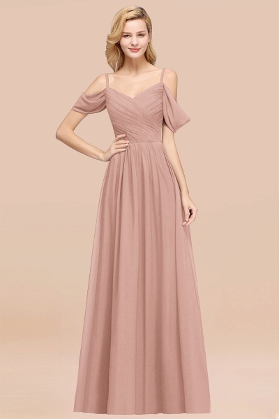 A-Line Chiffon V-Neck Spaghetti Straps Short-Sleeves Floor-Length Bridesmaid Dresses with Ruffles_6