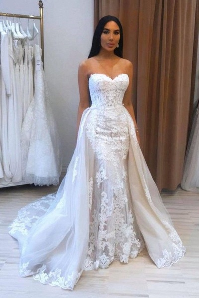 Vintage Sweetheart A-line Appliques Lace Floor-length Tulle Wedding Dress_1