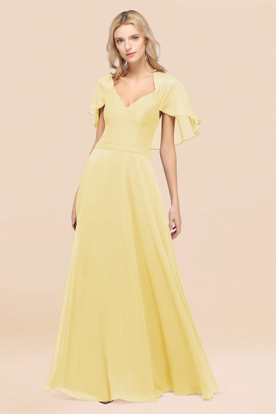 A-Line Chiffon Satin V-Neck short-sleeves Floor-Length Bridesmaid Dress_18