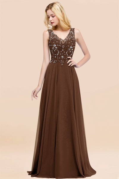 BM0324 Dusty Rose Lace V-Neck Long Bridesmaid Dresses With Appliques_12