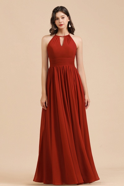 BM2004 Halter A-line Pleated Chiffon Bridesmaid Dress_8