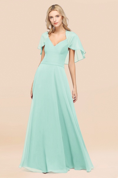 A-Line Chiffon Satin V-Neck short-sleeves Floor-Length Bridesmaid Dress_36