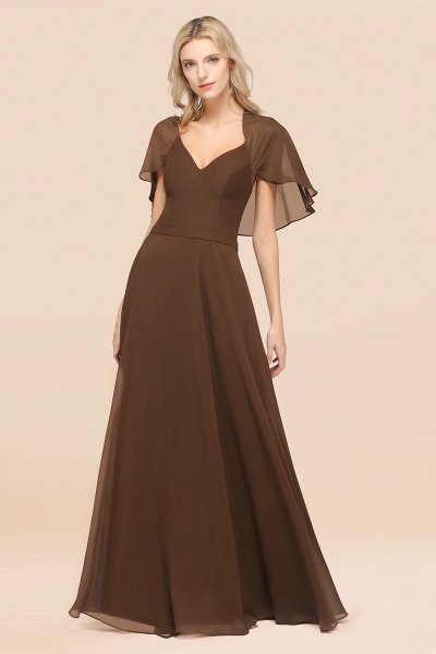 A-Line Chiffon Satin V-Neck short-sleeves Floor-Length Bridesmaid Dress_12