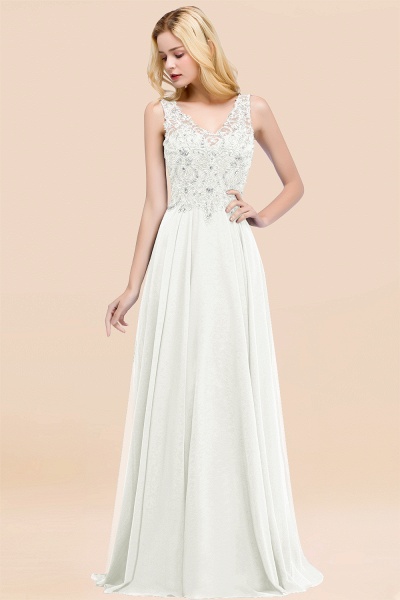 BM0324 Dusty Rose Lace V-Neck Long Bridesmaid Dresses With Appliques_2