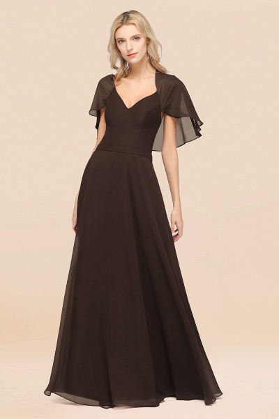 A-Line Chiffon Satin V-Neck short-sleeves Floor-Length Bridesmaid Dress_11