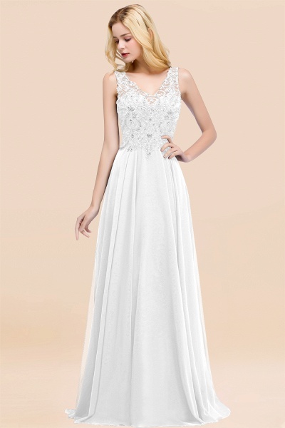 BM0324 Dusty Rose Lace V-Neck Long Bridesmaid Dresses With Appliques_1