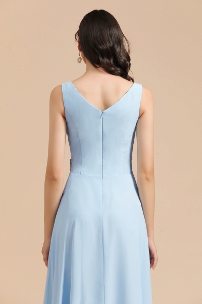 BM2002 Sky Blue Ruffles Straps A-line Beads Bridesmaid Dress_9