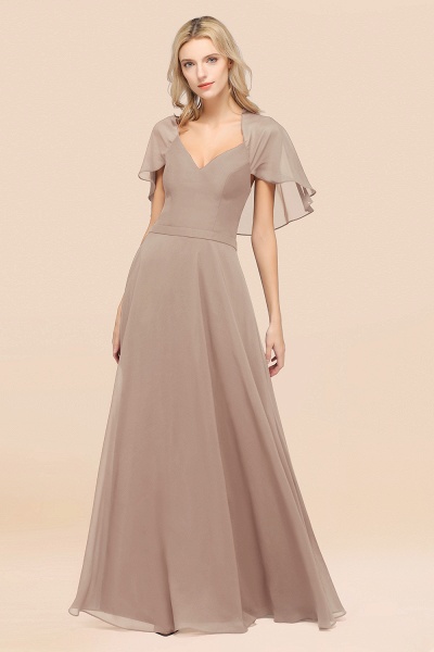 A-Line Chiffon Satin V-Neck short-sleeves Floor-Length Bridesmaid Dress_16