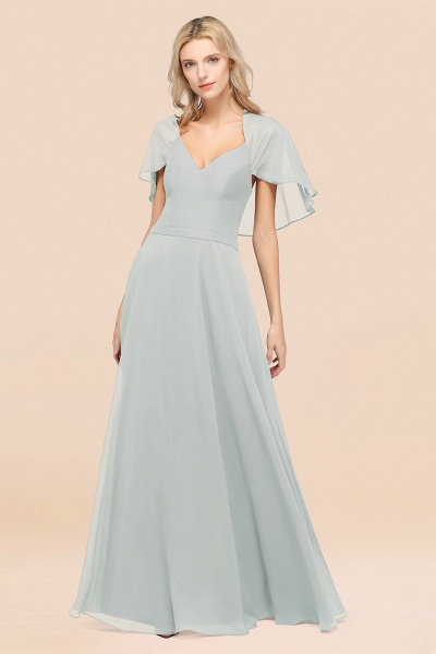 A-Line Chiffon Satin V-Neck short-sleeves Floor-Length Bridesmaid Dress_38