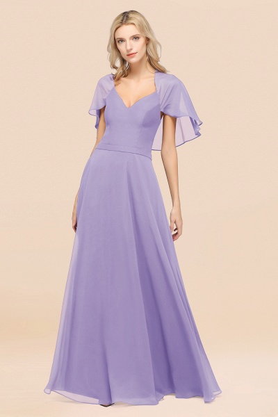 A-Line Chiffon Satin V-Neck short-sleeves Floor-Length Bridesmaid Dress_21