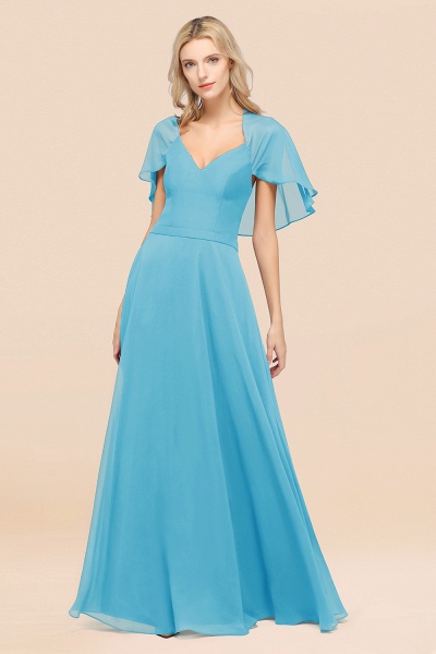A-Line Chiffon Satin V-Neck short-sleeves Floor-Length Bridesmaid Dress_24