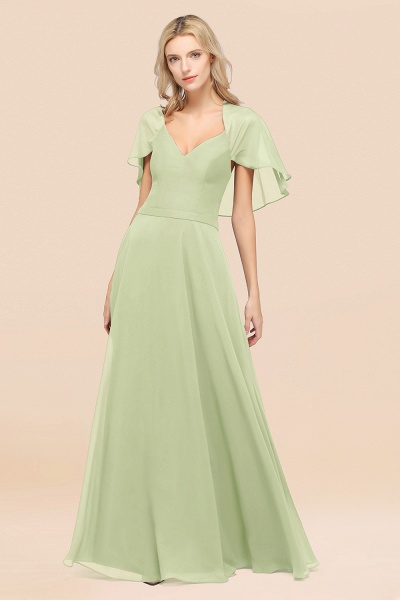 A-Line Chiffon Satin V-Neck short-sleeves Floor-Length Bridesmaid Dress_35