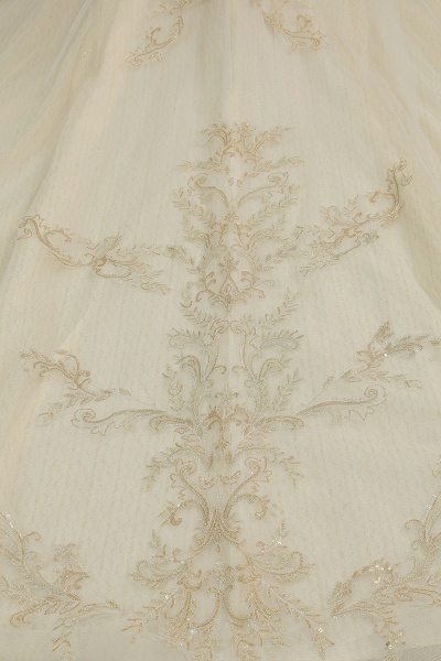 CPH243 Wunderschöne schulterfreie Blumenapplikationen Ballkleid Elfenbein Luxus Brautkleider_5