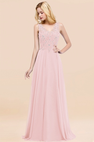 BM0324 Dusty Rose Lace V-Neck Long Bridesmaid Dresses With Appliques_3