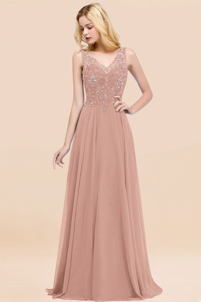 BM0324 Dusty Rose Lace V-Neck Long Bridesmaid Dresses With Appliques_6