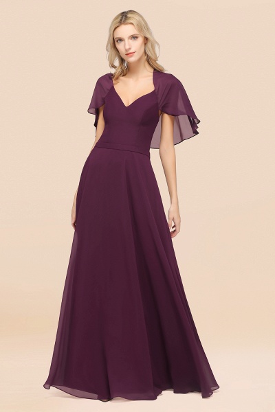 A-Line Chiffon Satin V-Neck short-sleeves Floor-Length Bridesmaid Dress_20