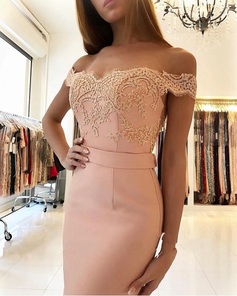 Beautiful Sweetheart Off-the-shoulder Backless Appliques Lace Floor-length Mermaid Prom Dress_3