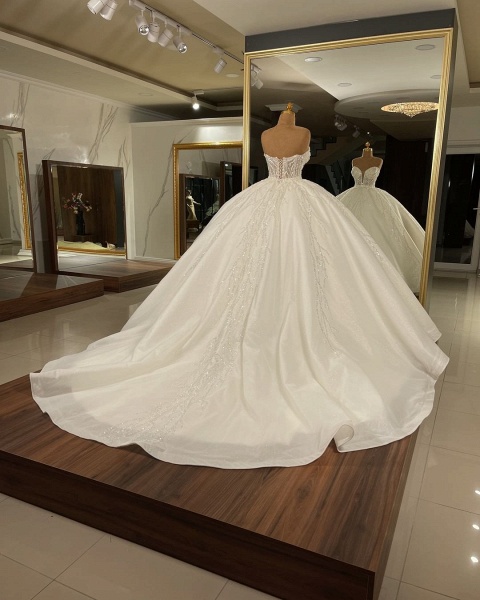 Luxuriöses langes Ballkleid-Schatz-Glitzer-Hochzeitskleid_2