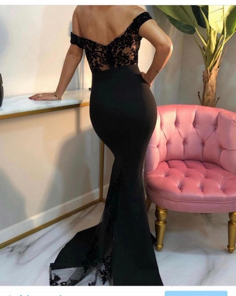 Sexy Sweetheart Off-the-shoulder Backless Appliques Lace Floor-length Mermaid Prom Dress_2