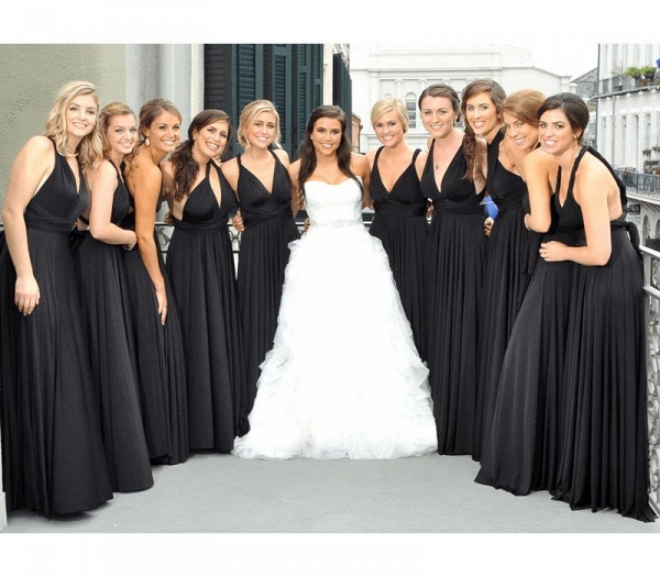 Long A-line Multiway Infinity Black Bridesmaid Dress_1