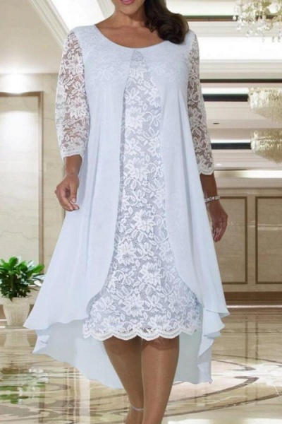 Short White A-line Lace Mother of the Bride Dress with Jacket_1