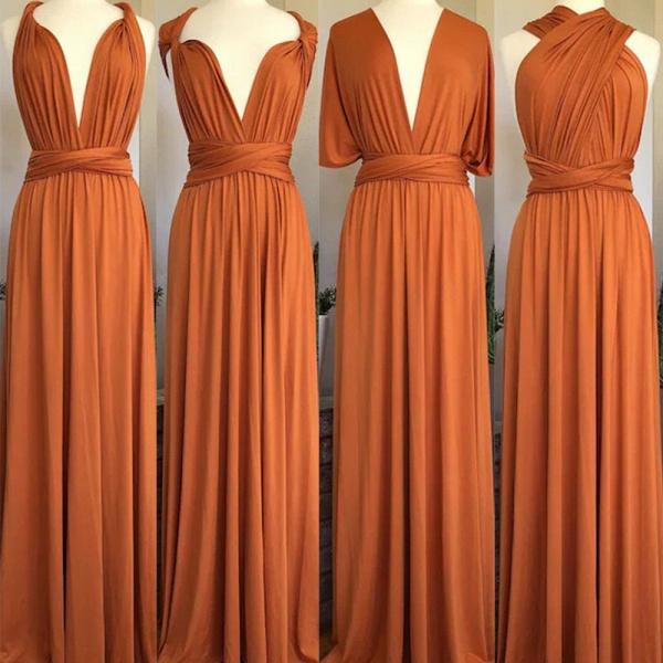 Einfache wandelbare lange orange Brautjungfernkleider | Multiway-Infinity-Kleid_2