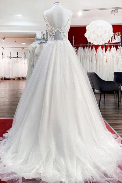 Elegant Long A-line Princess Tulle Sweetheart Ruffles Floor-length Wedding Dress_2