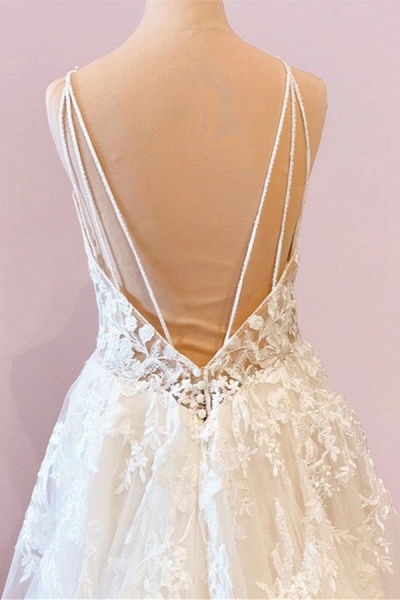 Attractive Sweetheart Spaghetti Straps A-Line Tulle Floor-length Wedding Dress_4