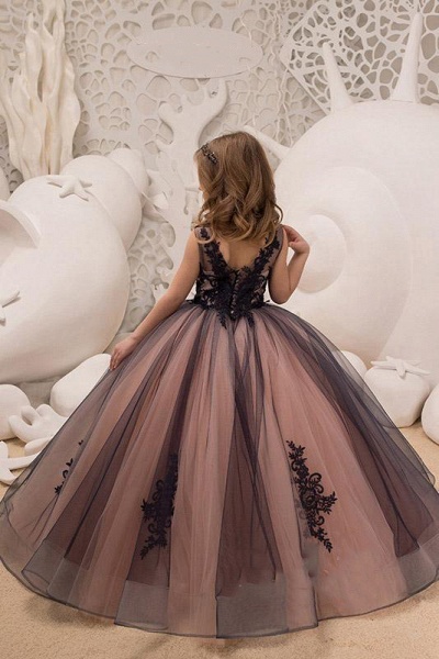Ärmelloses Duchesse-Kleid mit V-Ausschnitt für Blumenmädchen_2