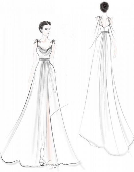 Simple Spaghetti Straps Backless A-Line Floor-length Chiffon Bridesmaid Dress With Pockets Split_8