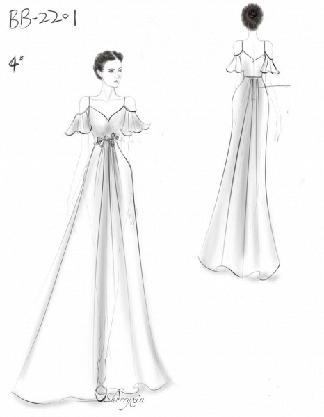 Elegant Spaghetti Straps Sweetheart Backless A-Line Chiffon Bridesmaid Dress With Pockets_8