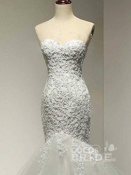 Fashion Sweetheart Mermaid Tulle Wedding Dresses_2
