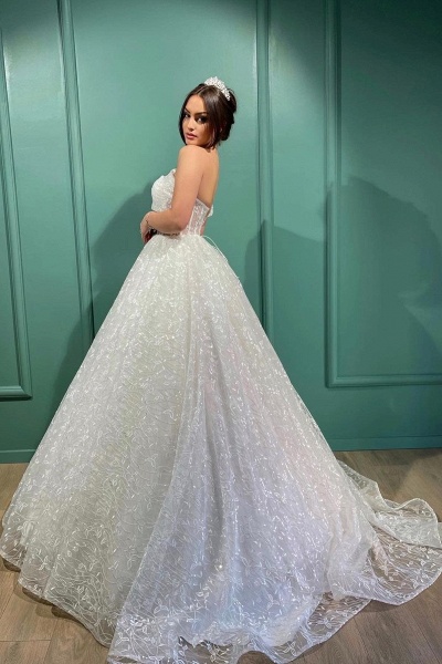 Gorgeous Long Princess One Shooulder Glitter Wedding Dress_2