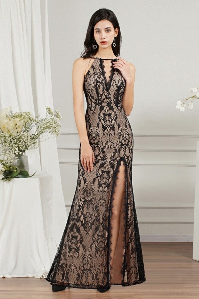 Gorgeous Long Mermaid Halter Lace Formal Dress with Slit_1