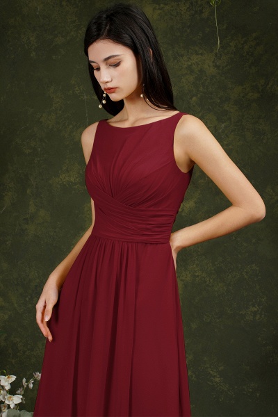 Classy Chiffon A-Line Split Bateau Backless Ruffles Bridesmaid Dress With Pockets_6