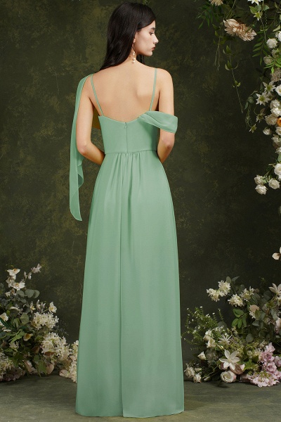 Unique Spaghetti Straps A-line Chiffon Bridesmaid Dress With Slit Pockets_6