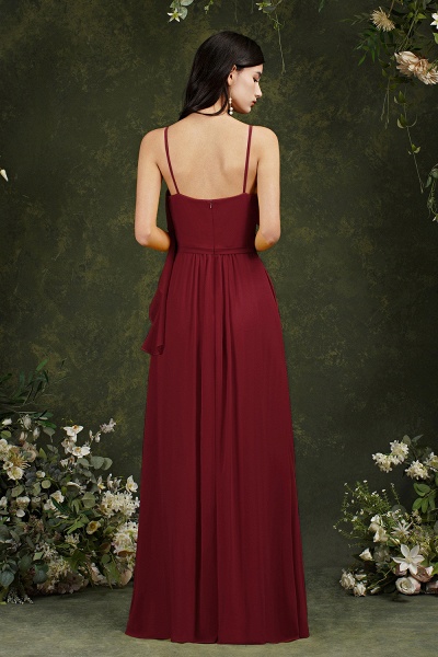 Stunning Chiffon Spaghetti Straps A-line Backless Ruffles Bridesmaid Dress With Pockets_7