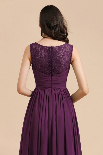 Elegant Long A-line V-neck Ruched Chiffon Bridesmaid Dress_8