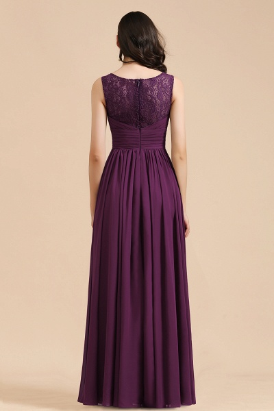 Elegant Long A-line V-neck Ruched Chiffon Bridesmaid Dress_5