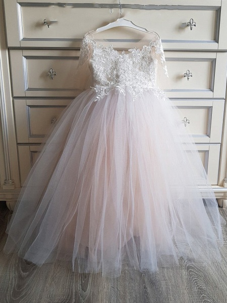 Long Princess Tulle Boho Flower Girl Dresses with Sleeves_3