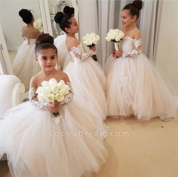 Boho Long Sleeves Lace Flower Girl Dresses for Wedding_2