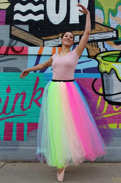 Rainbow ballet skirt Ankle Length tulle skirt girl colorful Halloween clothing ballet Dress_11