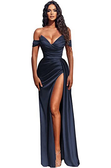 Sexy Sheath Off-the-shoulder Deep V-neck Sequins Ruffles Prom Dress With Slit_19