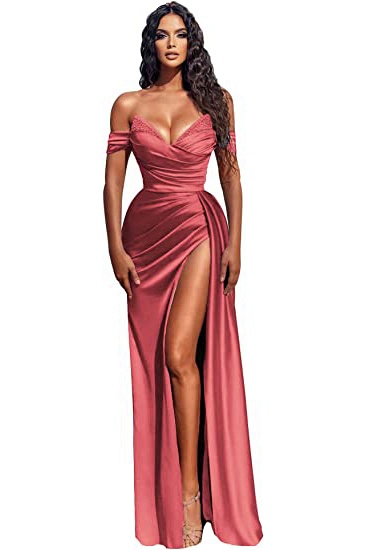 Sexy Sheath Off-the-shoulder Deep V-neck Sequins Ruffles Prom Dress With Slit_5